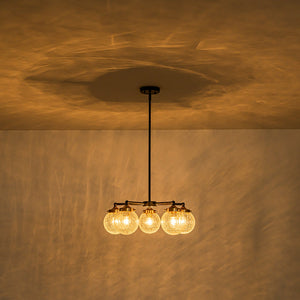 Lustre moderne en forme de branche noire à 5 lumières de 22,44 po avec abat-jour en verre craquelé transparent pour îlot de cuisine, salon