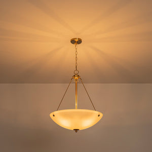 19.69 Zoll 4-flammige moderne Bauernhaus-Inselpendelleuchte mit goldenem Metallschirm und weißem Glasschirm für die Küche