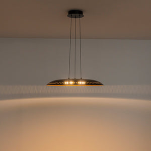 Lustre suspendu à dôme moderne noir à intensité variable, 1 lumière, 24 W, avec abat-jour en métal, pour salle à manger, îlot de cuisine