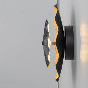 Applique murale LED intégrée ronde à intensité variable de 11,41 po, 13 watts, noir mat et feuille d'or pour couloir