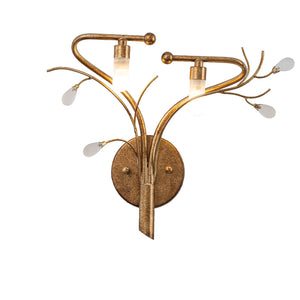 Applique murale 2 lumières or antique de 40,9 cm avec abat-jour en verre dépoli, luminaire mural pour chambre ou salon