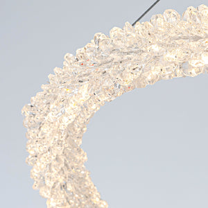 1-flammige moderne goldene Metallring-Kristall-LED-Pendelleuchte, dimmbarer Kronleuchter für Esszimmer