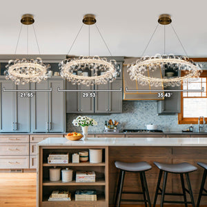 1-Leuchtgoldene moderne runde Kugel-Kristall-LED-Pendelleuchte, dimmbar, mit Glasblasen