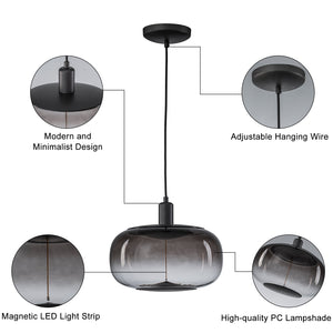 Suspension LED intégrée dimmable moderne 1 lumière de 10 watts avec abat-jour tambour pour îlot de cuisine