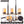 25 in. 6-Light Rustic Industrial Linear Coffee Brown Metal Pendant Light Chandelier with Marble Shades