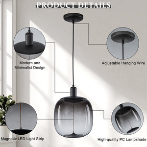 Suspension LED intégrée dimmable moderne 1 lumière de 10 watts avec abat-jour tambour pour îlot de cuisine