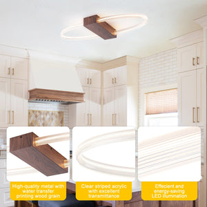 Plafonnier encastré LED intégré ovale marron moderne à 1 lumière de 31,5 po, intensité variable