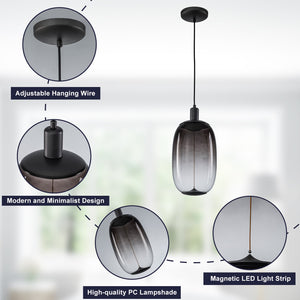 Suspension LED intégrée dimmable moderne 1 lumière de 10 watts avec abat-jour tambour pour îlot de cuisine