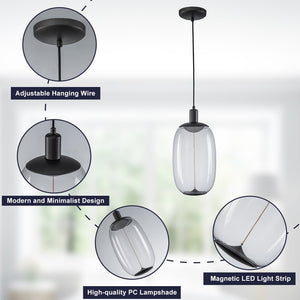 Suspension LED intégrée dimmable moderne 1 lumière de 10 watts avec abat-jour tambour pour îlot de cuisine