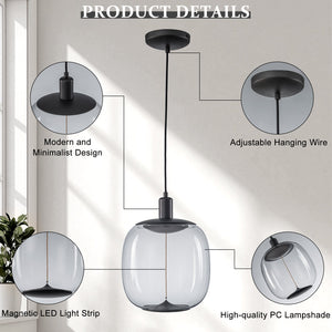 Suspension LED intégrée dimmable moderne 1 lumière de 10 watts avec abat-jour tambour pour îlot de cuisine