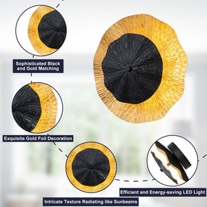 Applique murale LED intégrée ronde à intensité variable de 11,41 po, 13 watts, noir mat et feuille d'or pour couloir