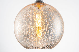 Plafonnier rond encastré 1 lumière, 10 po, chrome, style de transition, avec abat-jour globe en verre craquelé pour couloir