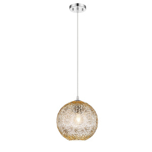 25 cm moderne verchromte 1-flammige Inselpendelleuchte mit Glaskugel für Esszimmer, Kücheninsel