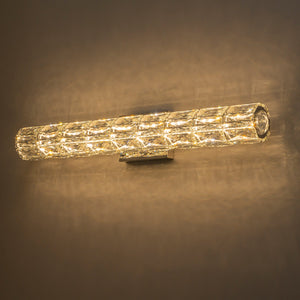 28.5 Zoll 1-flammige moderne LED-Badezimmer-Wandleuchte aus Chrommetall, dimmbar mit Kristallschirm