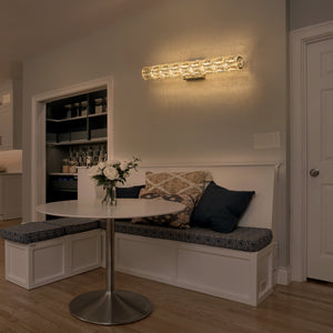 28.5 Zoll 1-flammige moderne LED-Badezimmer-Wandleuchte aus Chrommetall, dimmbar mit Kristallschirm