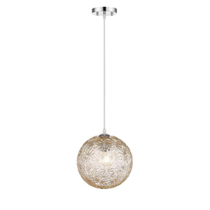 25 cm moderne verchromte 1-flammige Inselpendelleuchte mit Glaskugel für Esszimmer, Kücheninsel