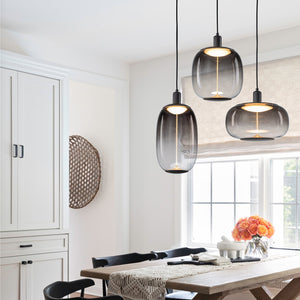 Suspension LED intégrée dimmable moderne 1 lumière de 10 watts avec abat-jour tambour pour îlot de cuisine