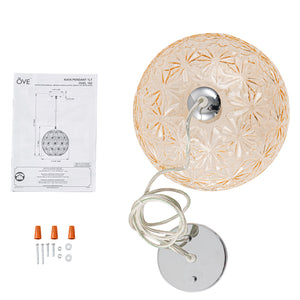 25 cm moderne verchromte 1-flammige Inselpendelleuchte mit Glaskugel für Esszimmer, Kücheninsel