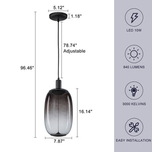 Suspension LED intégrée dimmable moderne 1 lumière de 10 watts avec abat-jour tambour pour îlot de cuisine