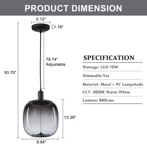 Suspension LED intégrée dimmable moderne 1 lumière de 10 watts avec abat-jour tambour pour îlot de cuisine