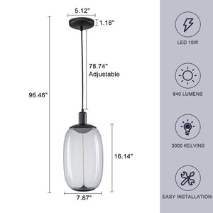 Suspension LED intégrée dimmable moderne 1 lumière de 10 watts avec abat-jour tambour pour îlot de cuisine